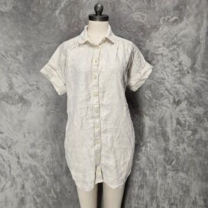 JCrew Baird McNutt Irish Linen Shirt Dress Mini Women XS Beige Coastal Boho Prep